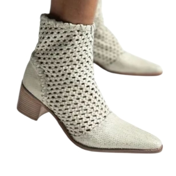 Amazon.com | Free People in the Loop Woven Boot Black 37 (US  Free People In The Loop Textured Leather Woven Cutout Heels Ankle Boots